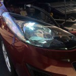 マツダデミオに取り付けたLEDヘッドランプH4の点灯時